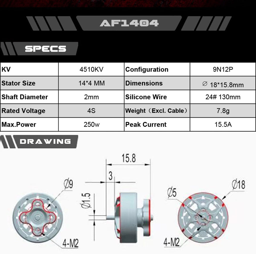 Axis AF144 1404 Brushless FPV Motor (4510kV)
