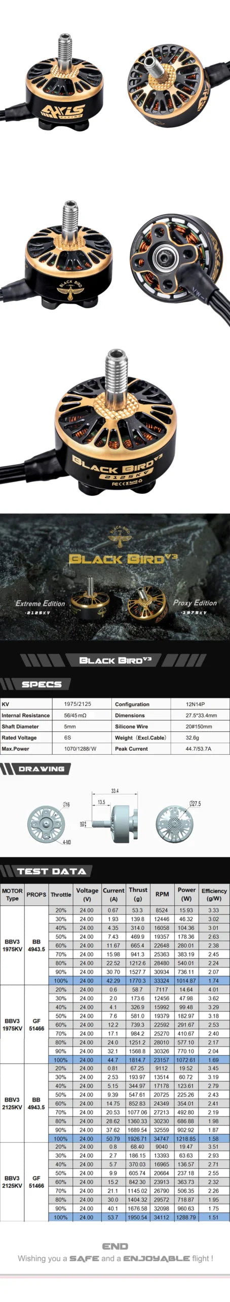 Axisflying BB2207 BlackBird V3 Freestyle Sbang Motor